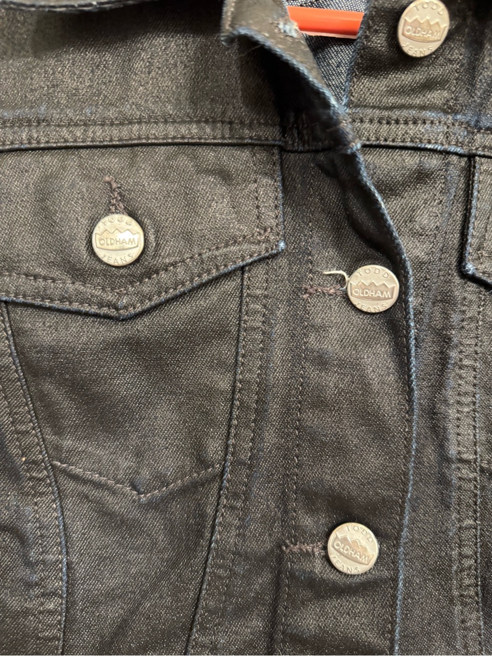 Todd Oldham Black Denim Jean Jacket with Silver Buttons - Picture 3 of 7